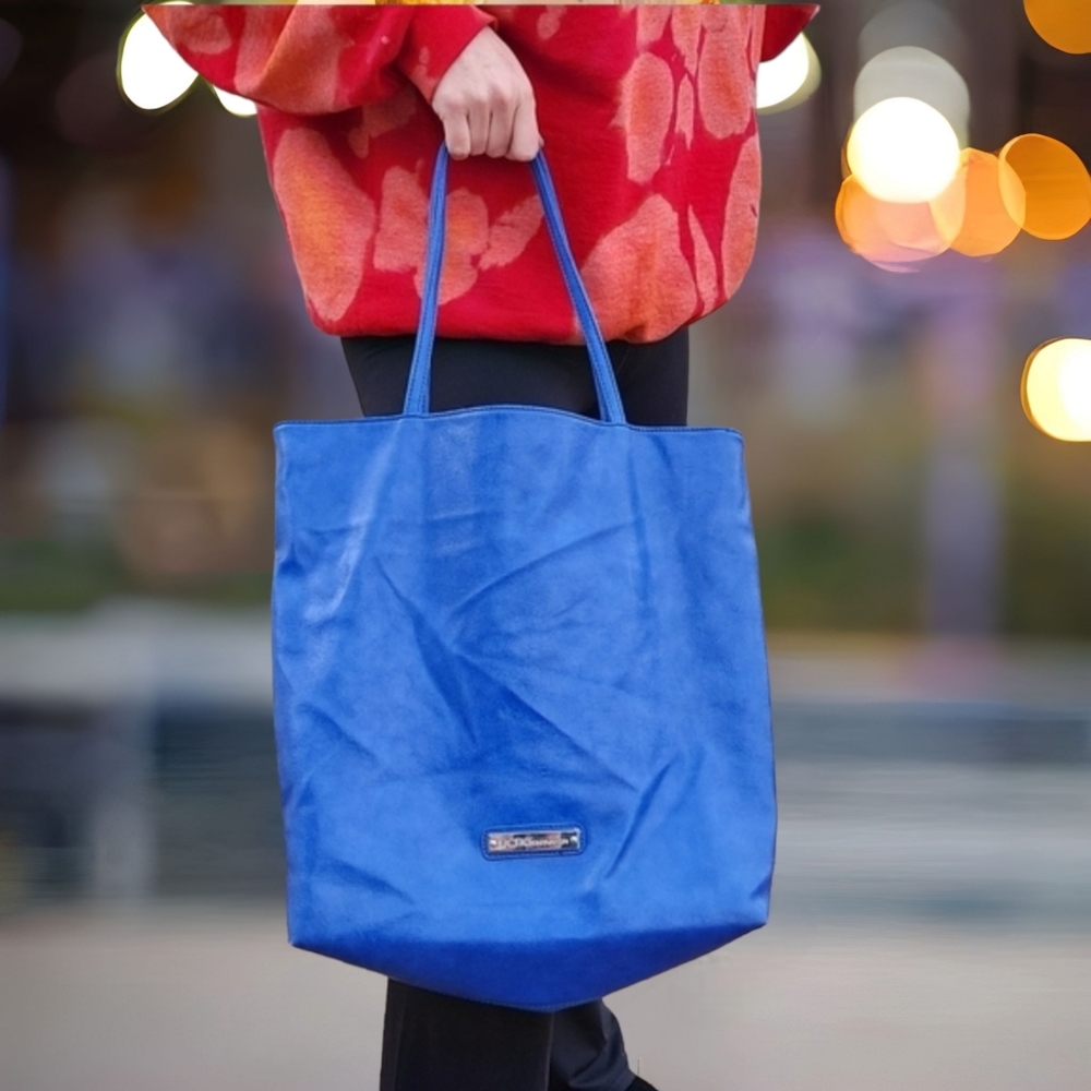 BCBG Cobalt Blue Shoulder Bag Purse Shopper Vegan Oversized Tote BCBGeneration - Picture 6 of 15